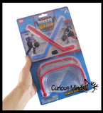 Mini Tabletop Hockey Game - Mini Goal Nets, Pucks, and Sticks
