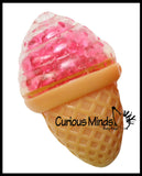 Water Bead Ball Filled Ice Cream Cone Squeeze Stress Ball  -  Sensory, Stress, Fidget Toy