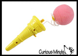 Small Ice Cream Cone Shooter Popper Toy - Foam Ball Shoots From Cone - Launcher Novelty Toy