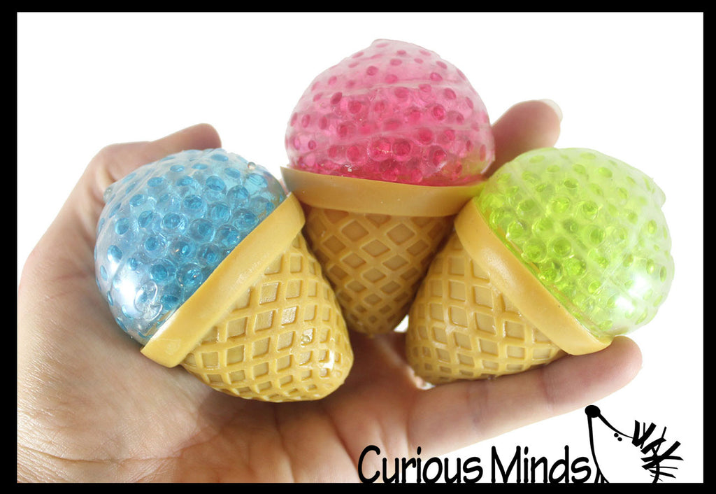 Water Bead Ball Filled Ice Cream Cone Squeeze Stress Ball  -  Sensory, Stress, Fidget Toy