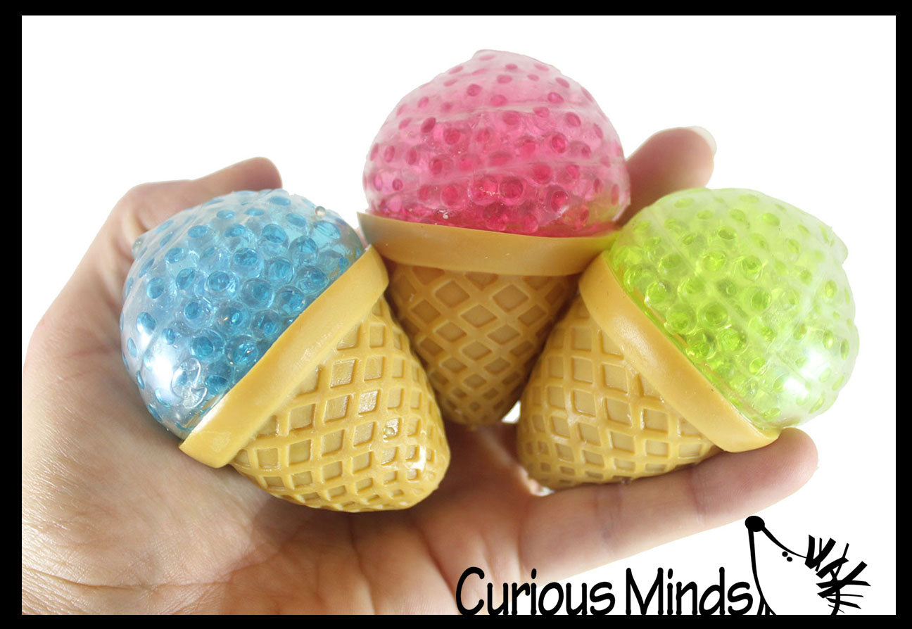 Water Bead Ball Filled Ice Cream Cone Squeeze Stress Ball