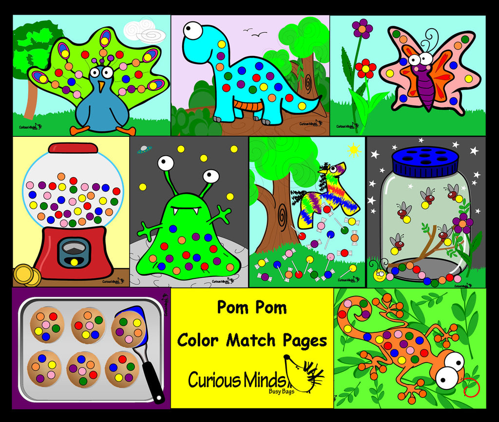 Color Matching Busy Bags: Placing Pom Poms