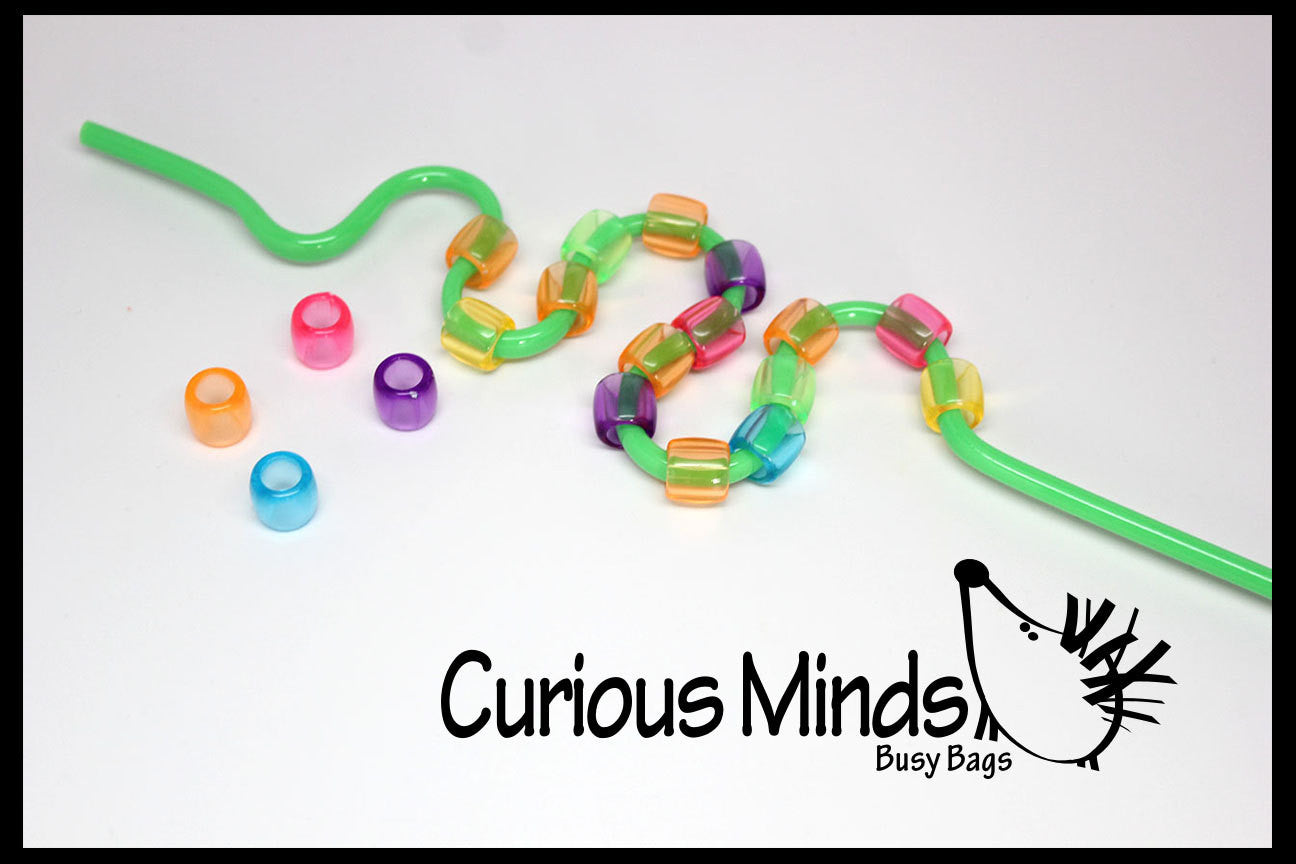 LAST CHANCE - LIMITED STOCK -  SALE - Straw Beading Fine Motor Busy Bag - Toddler Busy Bag, Learning Game, OT