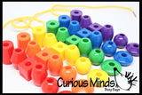 Lacing Beads Busy Bag - Perfect fine motor learning activity for toddlers and preschoolers.  Sort by shape and color.  Travel activity