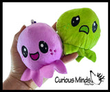 BULK - WHOLESALE -  SALE - Cute Octopus Animal Happy Sad Plush Flip Inside Out Animals on Clip - Flip From Happy to Angry - Reversible