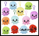 BULK - WHOLESALE -  SALE - Cute Octopus Animal Happy Sad Plush Flip Inside Out Animals on Clip - Flip From Happy to Angry - Reversible