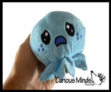 Cute Octopus Animal Happy Sad Plush Flip Inside Out Animals on Clip - Flip From Happy to Angry - Reversible