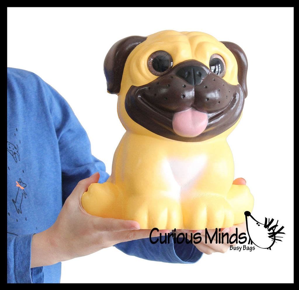 JUMBO Pug Dog Squishy Slow Rise Foam Pet Animal Toy -  Scented Sensory, Stress, Fidget Toy