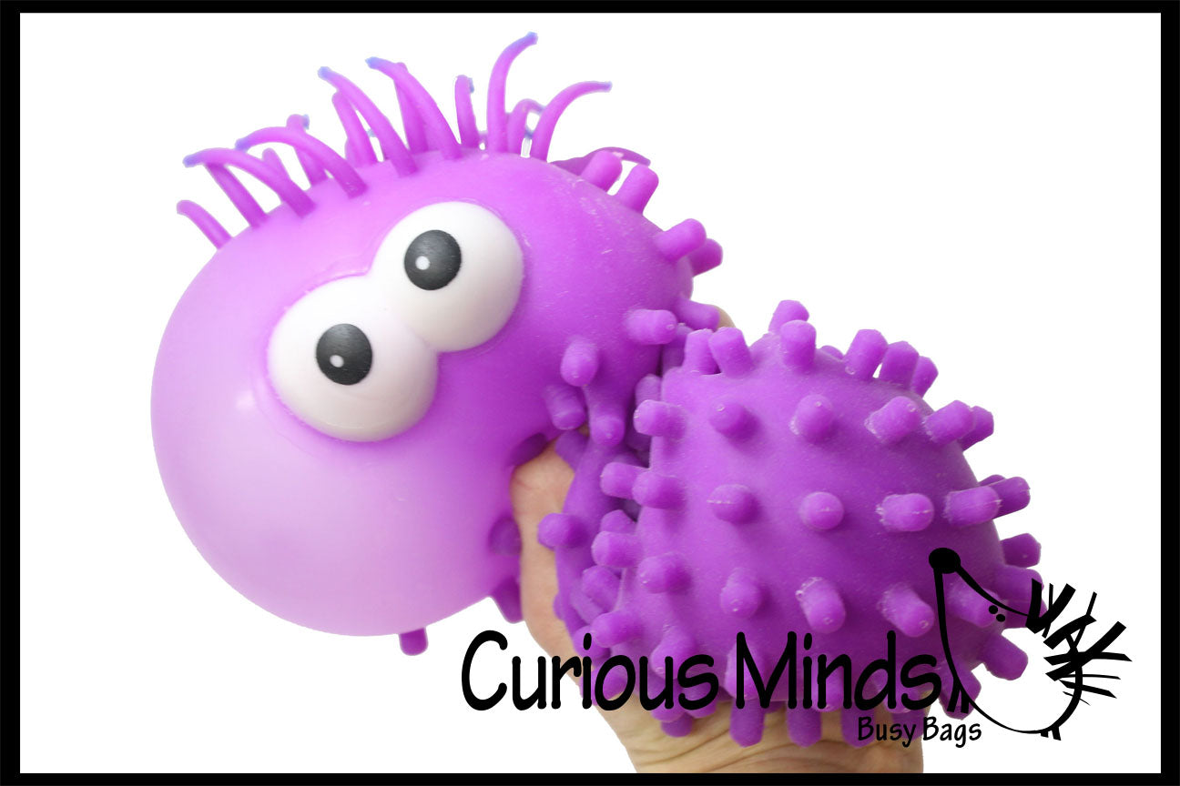 PURPLE) Giant Knobby Puffer Worm - Sensory Fidget and Stress Balls