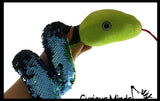 Jumbo 64" Plush Snake with Mermaid 2 Color Reversible Sequin Scales -  Stuffed Sensory Fidget Toy
