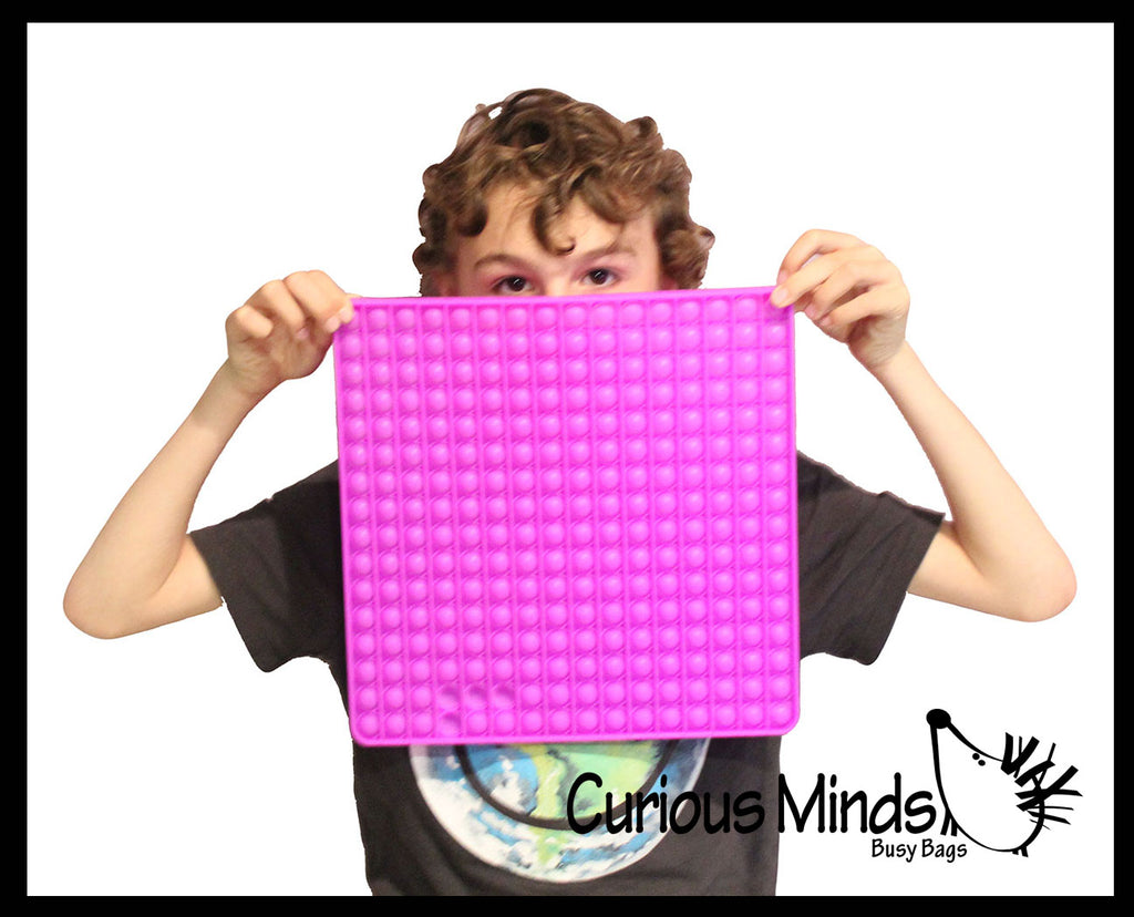 BULK - WHOLESALE - SALE- Jumbo 12"x12" Bubble Pop Game with 256 Bubbles to Pop - Silicone Push Poke Bubble Wrap Fidget Toy -  Square - Press Bubbles to Pop the Bubbles Down Then Flip it over and Do it Again - Bubble Popper Sensory Stress Toy