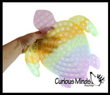 LAST CHANCE - LIMITED STOCK - SALE  - Large Glitter Turtle Theme Bubble Pop Fidget Toy - Cute Silicone Push Poke Bubble Wrap Fidget Toy - Press Bubbles to Pop - Bubble Popper Sensory Stress Toy Jumbo OT