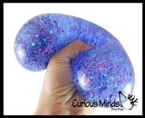 Jumbo 4" Metallic with Shiny Iridescent Glitter Thick Gel-Filled Squeeze Stress Balls  -  Sensory, Stress, Fidget Toy