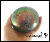 Jumbo 4" Metallic with Shiny Iridescent Glitter Thick Gel-Filled Squeeze Stress Balls  -  Sensory, Stress, Fidget Toy
