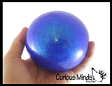 Jumbo 4" Metallic with Shiny Iridescent Glitter Thick Gel-Filled Squeeze Stress Balls  -  Sensory, Stress, Fidget Toy