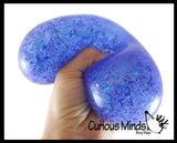 Jumbo 4" Metallic with Shiny Iridescent Glitter Thick Gel-Filled Squeeze Stress Balls  -  Sensory, Stress, Fidget Toy