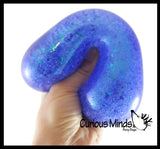 Jumbo 4" Metallic with Shiny Iridescent Glitter Thick Gel-Filled Squeeze Stress Balls  -  Sensory, Stress, Fidget Toy