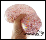 Jumbo 4" Metallic with Shiny Iridescent Glitter Thick Gel-Filled Squeeze Stress Balls  -  Sensory, Stress, Fidget Toy