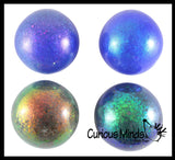 Jumbo 4" Metallic with Shiny Iridescent Glitter Thick Gel-Filled Squeeze Stress Balls  -  Sensory, Stress, Fidget Toy