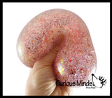 Jumbo 4" Metallic with Shiny Iridescent Glitter Thick Gel-Filled Squeeze Stress Balls  -  Sensory, Stress, Fidget Toy