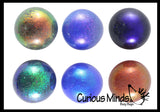 Jumbo 4" Metallic with Shiny Iridescent Glitter Thick Gel-Filled Squeeze Stress Balls  -  Sensory, Stress, Fidget Toy