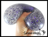 Jumbo 4" Metallic with Shiny Iridescent Glitter Thick Gel-Filled Squeeze Stress Balls  -  Sensory, Stress, Fidget Toy