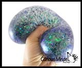 Jumbo 4" Metallic with Shiny Iridescent Glitter Thick Gel-Filled Squeeze Stress Balls  -  Sensory, Stress, Fidget Toy