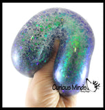 Jumbo 4" Metallic with Shiny Iridescent Glitter Thick Gel-Filled Squeeze Stress Balls  -  Sensory, Stress, Fidget Toy
