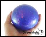 Jumbo 4" Metallic with Shiny Iridescent Glitter Thick Gel-Filled Squeeze Stress Balls  -  Sensory, Stress, Fidget Toy