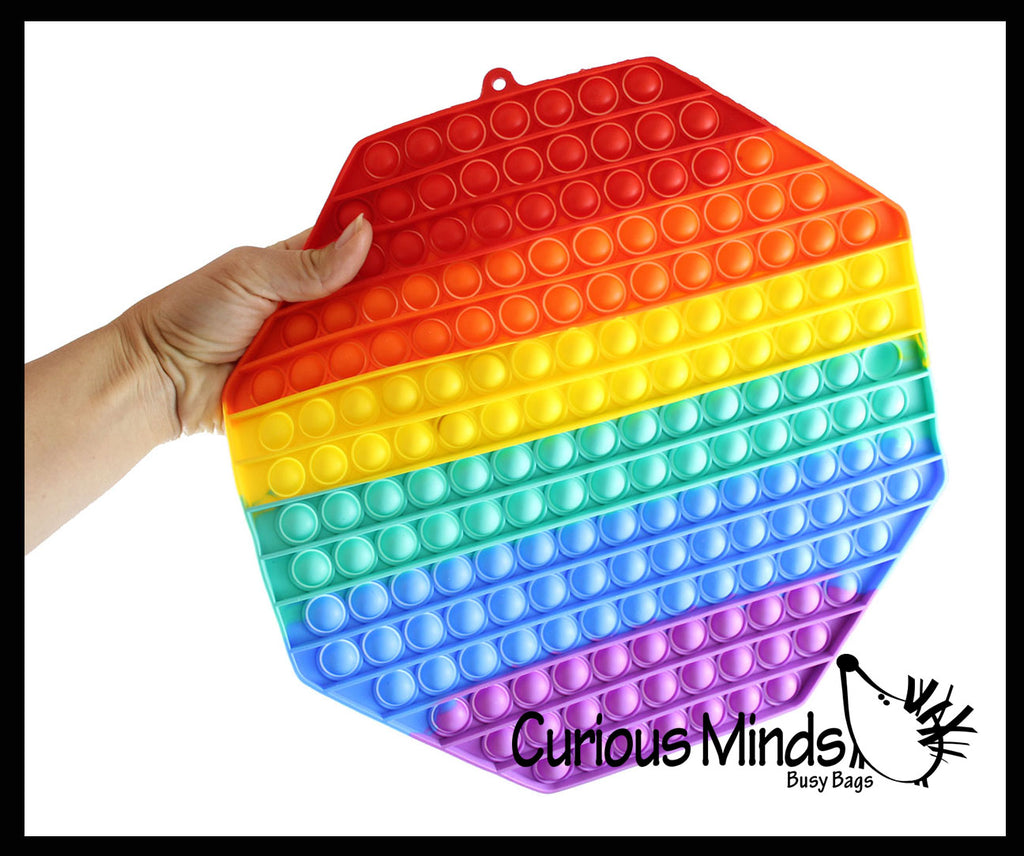 LAST CHANCE - LIMITED STOCK - SALE  - Jumbo Octagon Bubble Pop Game Rainbow - Silicone Push Poke Bubble Wrap Fidget Toy - Press Bubbles to Pop the Bubbles - Bubble Popper Sensory Stress Toy
