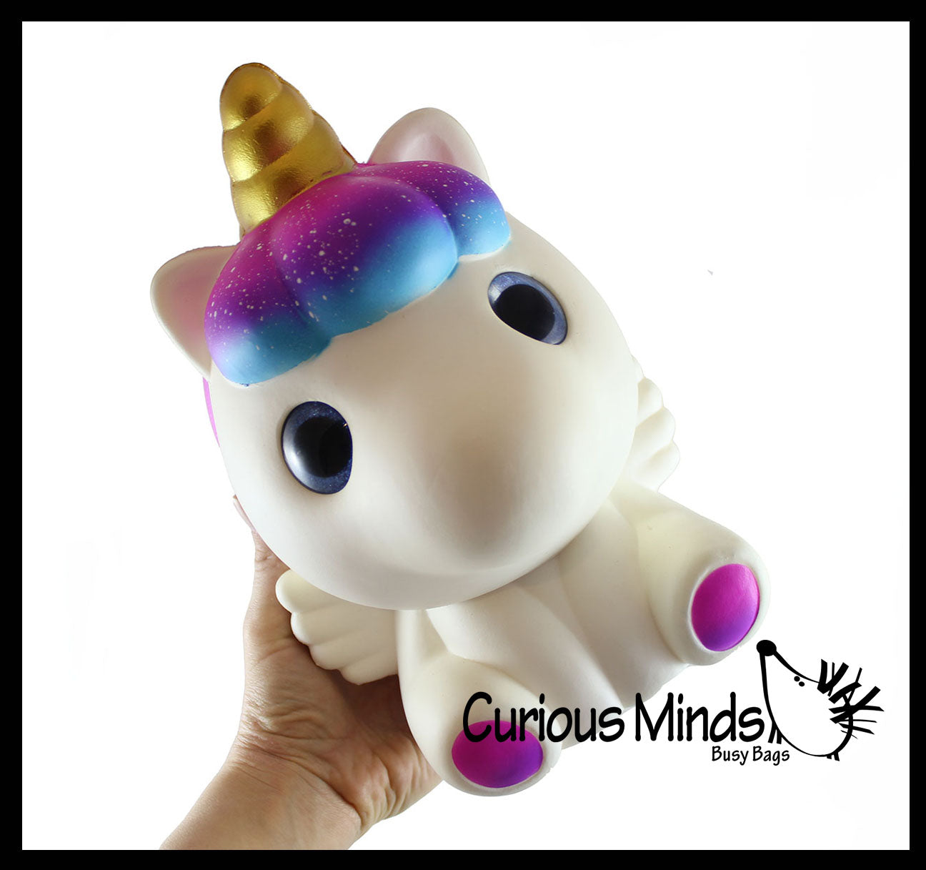 LAST CHANCE - LIMITED STOCK  - JUMBO Pegasus Unicorn Squishy Slow Rise Foam Pet With Sparkle Eyes Animal Toy -  Scented Sensory, Stress, Fidget Toy