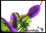 Jumbo 64" Plush Snake with Mermaid 2 Color Reversible Sequin Scales -  Stuffed Sensory Fidget Toy