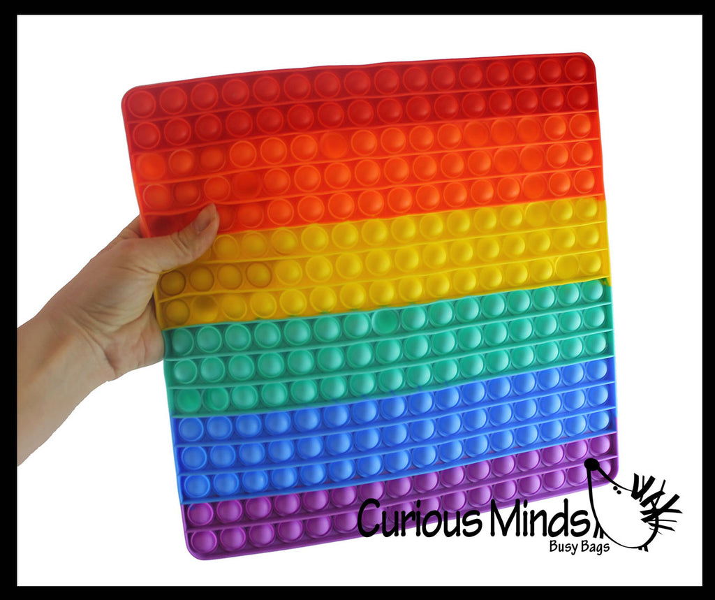 LAST CHANCE - LIMITED STOCK - SALE  - Jumbo Square Bubble Pop Game Rainbow - Silicone Push Poke Bubble Wrap Fidget Toy - Press Bubbles to Pop the Bubbles - Bubble Popper Sensory Stress Toy