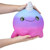 LAST CHANCE - LIMITED STOCK  - JUMBO Narwhal Squishy Slow Rise Foam Pet With Sparkle Eyes Animal Toy -  Scented Sensory, Stress, Fidget Toy