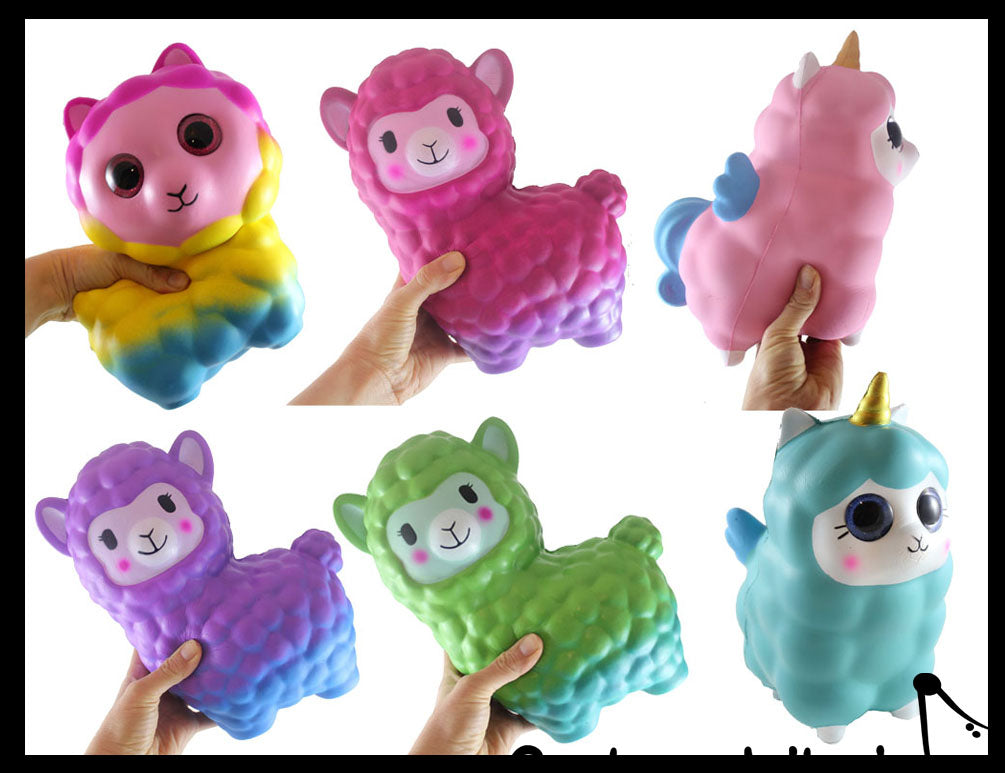 Slow Rise Squishy - JUMBO - Alpaca Squish Foam With Sparkle Eyes Animal Toy