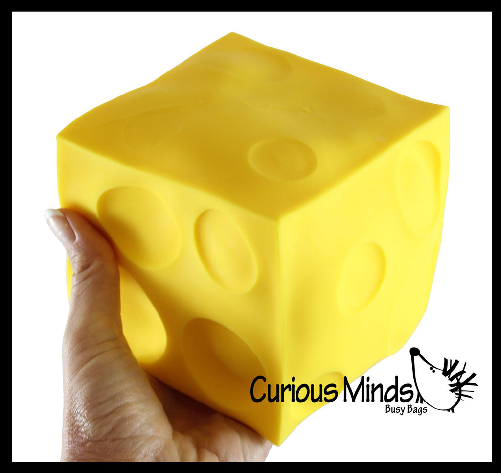 Jumbo 4.5" Cheese Block Doh Stress Stretch Ball - Moldable Pinch Poke Sensory Fidget Toy Doughy