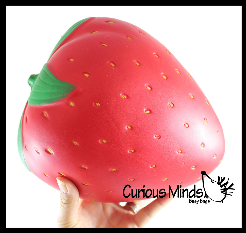 JUMBO Strawberry Squishy Slow Rise Foam Food Fruit -  Scented Sensory, Stress, Fidget Toy