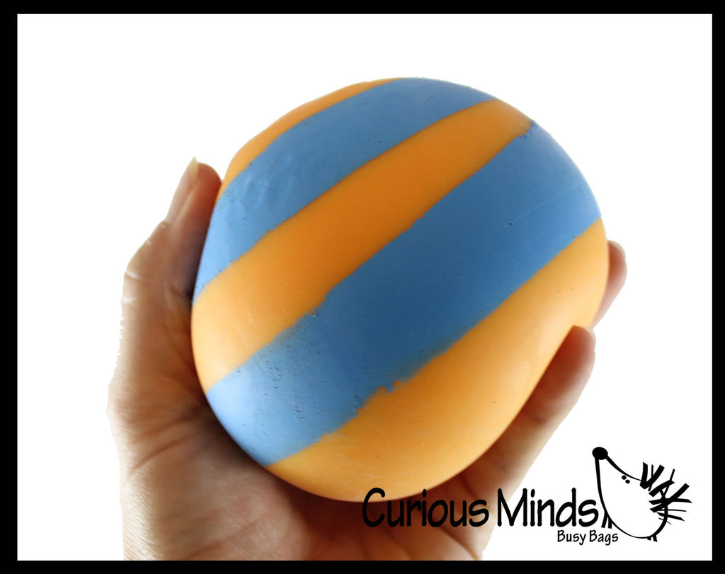 BULK - WHOLESALE - SALE - Jumbo 4" Striped Doh Filled Stress Ball - Glob Balls - Squishy Gooey Shape-able Squish Sensory Squeeze Balls