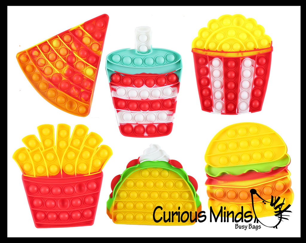 Junk Food Theme Bubble Pop Fidget Toy Fast Food Silicone Push Poke Bubble Wrap Fidget Toy - Press Bubbles to Pop - Bubble Popper Sensory Stress Toy
