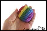Rainbow Knit Kick Balls - Sack Footbag Game Balls - Crunchy Sensory Toy