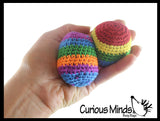 Rainbow Knit Kick Balls - Sack Footbag Game Balls - Crunchy Sensory Toy