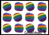 LAST CHANCE - LIMITED STOCK  - SALE - Rainbow Knit Kick Balls - Sack Footbag Game Balls - Crunchy Sensory Toy