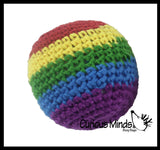 Rainbow Knit Kick Balls - Sack Footbag Game Balls - Crunchy Sensory Toy