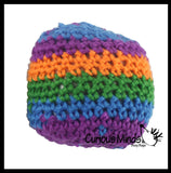 Rainbow Knit Kick Balls - Sack Footbag Game Balls - Crunchy Sensory Toy