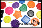 Large Lacing Buttons Busy Bag - Perfect fine motor learning activity for toddlers and preschoolers. Sort by color and shape
