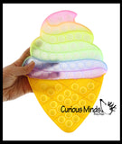 LAST CHANCE - LIMITED STOCK - SALE  - Jumbo Ice Cream Cone Theme Bubble Pop Game - Glitter Rainbow Big Huge Silicone Push Poke Bubble Wrap Fidget Toy - Press Bubbles to Pop - Bubble Popper Sensory Stress Toy