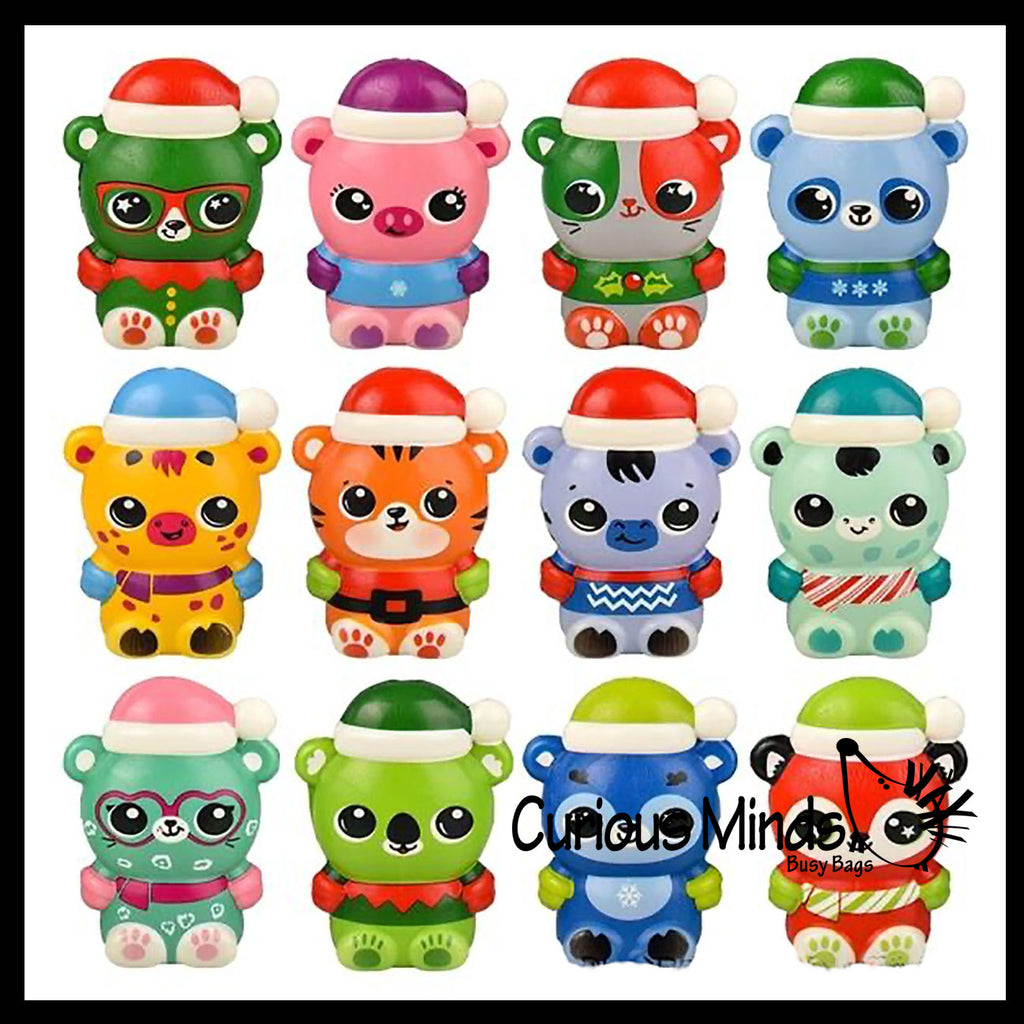 Winter Animal Themed Slow Rise Squishy Toys - Memory Foam Squish Stress Ball - Winter Christmas