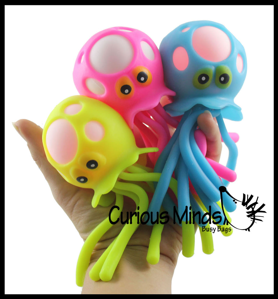 Light-Up Octopus/Jellyfish Bath Toy - Stress Ball - Wiggly Jiggly Squishy Flashing Fidget Ball