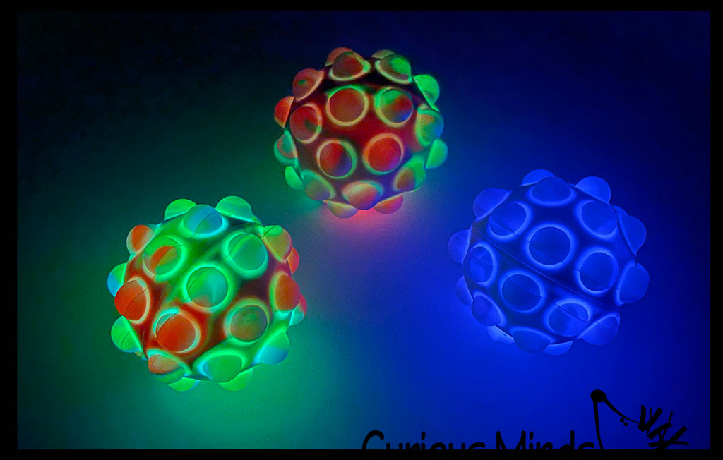 LAST CHANCE - LIMITED STOCK - Light Up Bubble Pop Ball -  Bubble Poppers on Ball Squeeze to Pop - Flashing Lights Silicone Push Poke Bubble Wrap Fidget Toy - Press Bubbles to Pop - Bubble Popper Sensory Stress Toy
