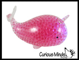 Jumbo Light Up Narwhal Water Bead Filled Squeeze Stress Ball  -  Sensory, Stress, Fidget Toy